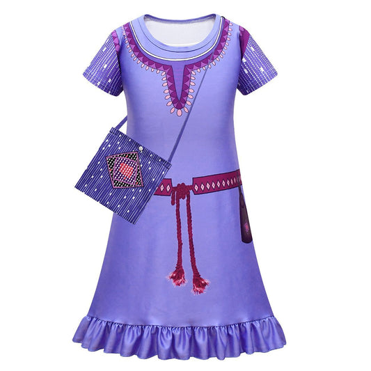 Girls Nightgowns Summer Soft Cute Cartoon Print Pajama Sleep Dress for Kids 4-12 Years